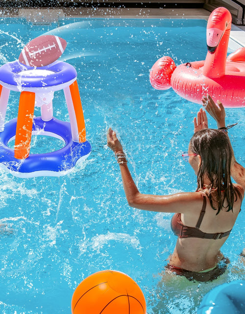 Load image into Gallery viewer, Pool Toys - Swimming Pool Basketball &amp; Volleyball Sets Incl Inflatable Pool Volleyball Net, Floating Basketball Hoop and Water Football, Kids Summer Toys, Pool Games for Adults and Family
