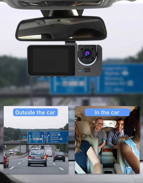 Load image into Gallery viewer, Dash Cam for Car, 1080P 3 Channel Front &amp; Rear inside Dash Camera, Super Night Vision, Parking Monitor, Loop Recording, with 32GB SD Card
