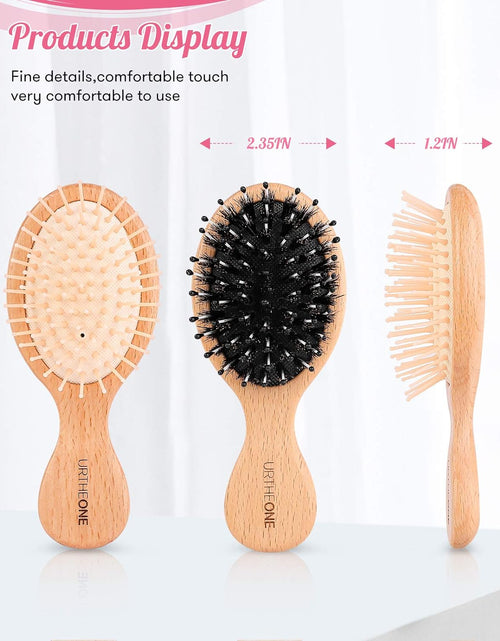 Load image into Gallery viewer, 2Pcs Hair Brush Mini Boar Bristle Hairbrush and Detangling Brush for Thick Curly Thin Long Short Wet or Dry Hair Detangle Massage Add Shine
