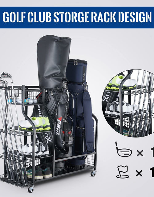 Load image into Gallery viewer, Golf Storage Garage Organizer, Golf Bag Storage Stand and Other Golfing Equipment Rack, Extra Storage Rack for Golf Clubs
