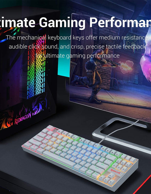 Load image into Gallery viewer, K552 Mechanical Gaming Keyboard 60% Compact 87 Key Kumara Wired Cherry MX Blue Switches Equivalent for Windows PC Gamers (RGB Backlit White)
