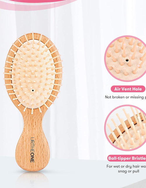 Load image into Gallery viewer, 2Pcs Hair Brush Mini Boar Bristle Hairbrush and Detangling Brush for Thick Curly Thin Long Short Wet or Dry Hair Detangle Massage Add Shine
