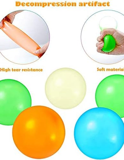 Load image into Gallery viewer, 8 Pieces Glow in the Dark Stress Balls Ceiling Balls Sticky Balls That Stick to the Ceiling Glowing Balls for Relax Toy Teens and Adults (White, Blue, Orange, Green, 1.8 Inches)
