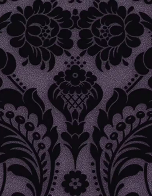 Load image into Gallery viewer, Gothic Damask Flock Plum Removable Wallpaper
