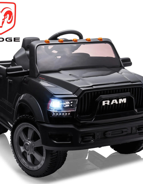 Load image into Gallery viewer, Dodge RAM Ride on Truck Car, 12V Powered Ride on Toy with Remote Control, Rear Wheel Suspension, 5 Point Safety Belt, MP3 Player, Bluetooth, LED Lights, Electric Car for 3-5 Years Boys Girls, Black
