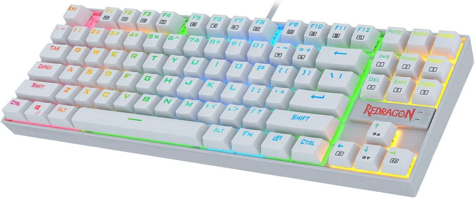 K552 Mechanical Gaming Keyboard 60% Compact 87 Key Kumara Wired Cherry MX Blue Switches Equivalent for Windows PC Gamers (RGB Backlit White)