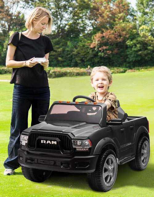 Load image into Gallery viewer, Dodge RAM Ride on Truck Car, 12V Powered Ride on Toy with Remote Control, Rear Wheel Suspension, 5 Point Safety Belt, MP3 Player, Bluetooth, LED Lights, Electric Car for 3-5 Years Boys Girls, Black
