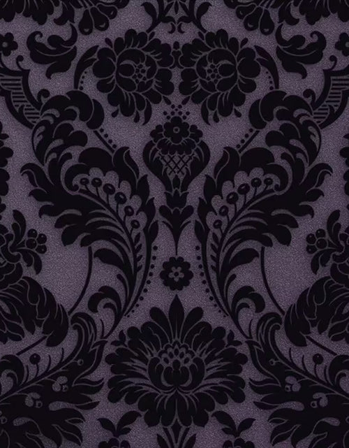 Load image into Gallery viewer, Gothic Damask Flock Plum Removable Wallpaper
