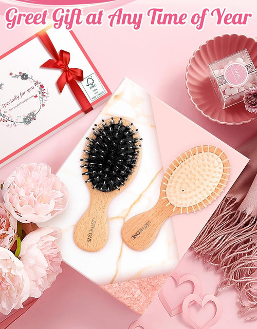 Load image into Gallery viewer, 2Pcs Hair Brush Mini Boar Bristle Hairbrush and Detangling Brush for Thick Curly Thin Long Short Wet or Dry Hair Detangle Massage Add Shine
